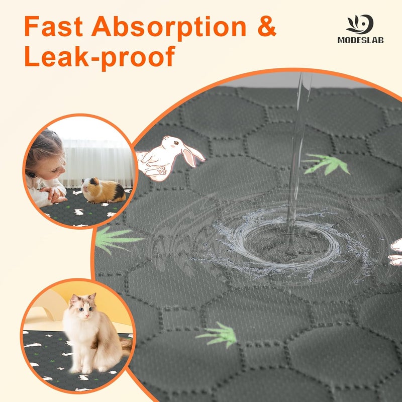 MODESLAB 5-Pack Guinea Pig Cage Liner, 12in x 12in Fast Absorption Washable Bedding Pee Pads for Dogs Puppy Rabbit Small Animal Cage Mat, Leakproof & Non-Slip - Image 5